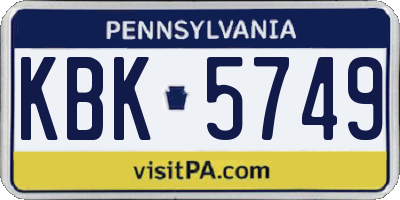 PA license plate KBK5749
