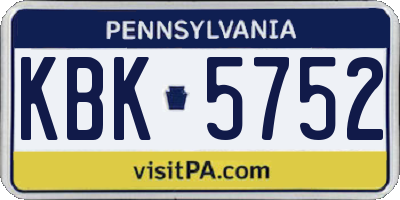 PA license plate KBK5752