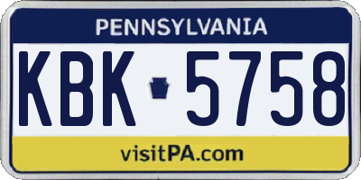 PA license plate KBK5758
