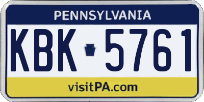 PA license plate KBK5761