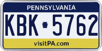 PA license plate KBK5762