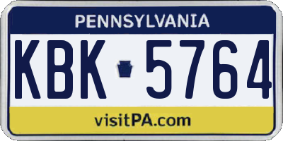 PA license plate KBK5764