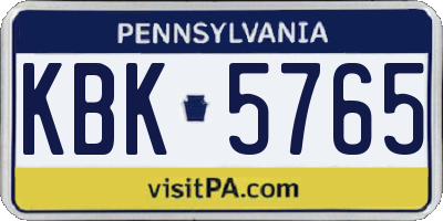 PA license plate KBK5765
