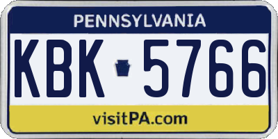 PA license plate KBK5766