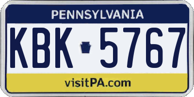 PA license plate KBK5767