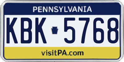 PA license plate KBK5768