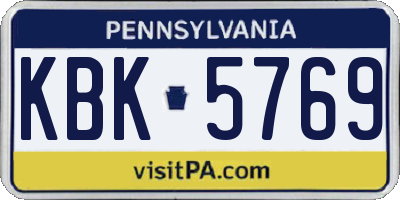 PA license plate KBK5769