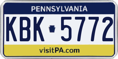 PA license plate KBK5772