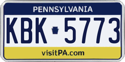 PA license plate KBK5773