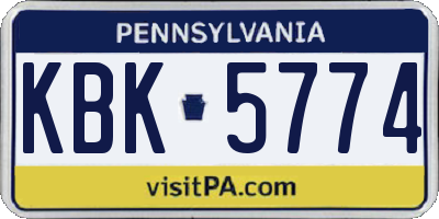 PA license plate KBK5774