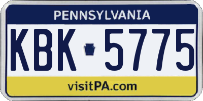 PA license plate KBK5775