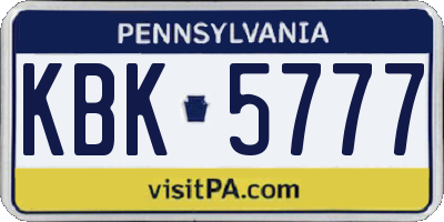 PA license plate KBK5777