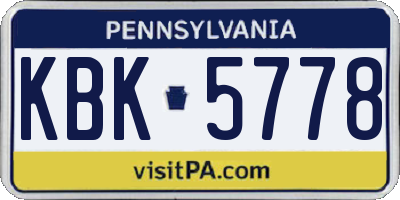 PA license plate KBK5778