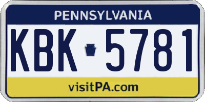 PA license plate KBK5781