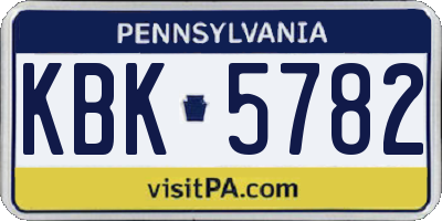 PA license plate KBK5782