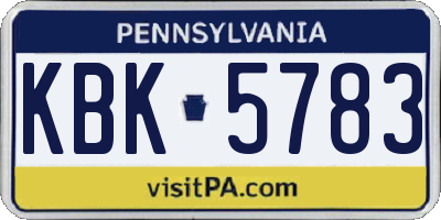PA license plate KBK5783