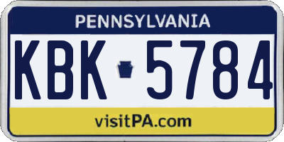 PA license plate KBK5784