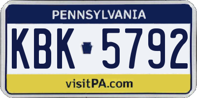 PA license plate KBK5792