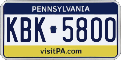 PA license plate KBK5800