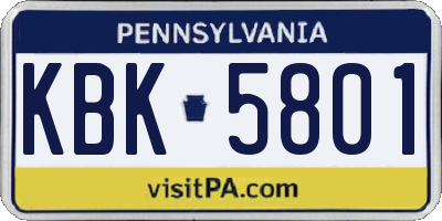 PA license plate KBK5801