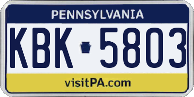 PA license plate KBK5803