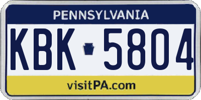 PA license plate KBK5804