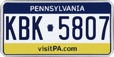 PA license plate KBK5807