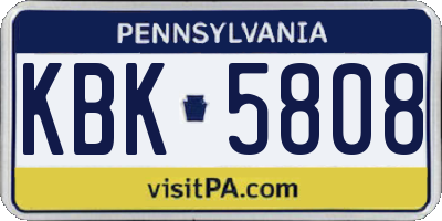 PA license plate KBK5808
