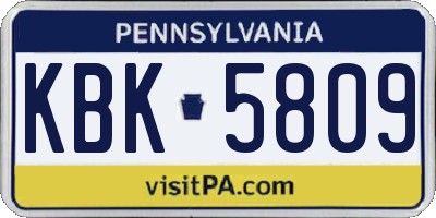 PA license plate KBK5809