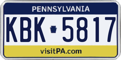 PA license plate KBK5817