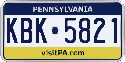 PA license plate KBK5821