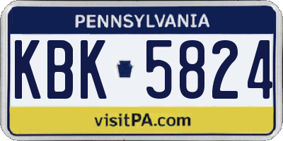 PA license plate KBK5824