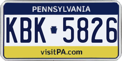 PA license plate KBK5826