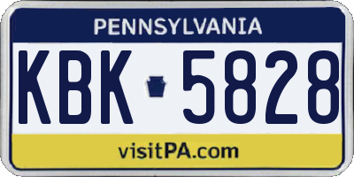 PA license plate KBK5828