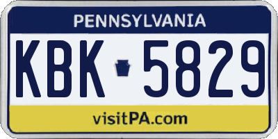 PA license plate KBK5829