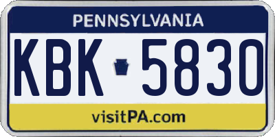 PA license plate KBK5830