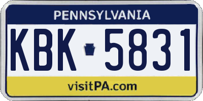 PA license plate KBK5831