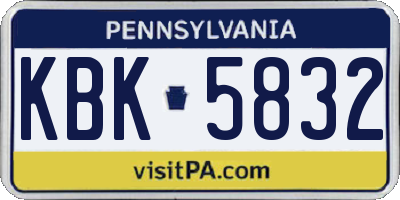 PA license plate KBK5832