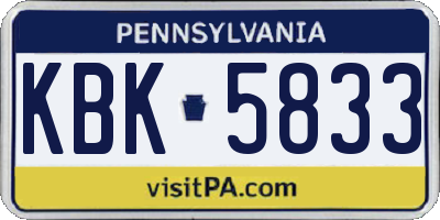 PA license plate KBK5833