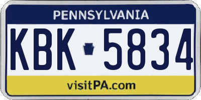 PA license plate KBK5834