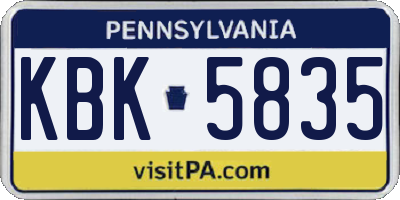 PA license plate KBK5835