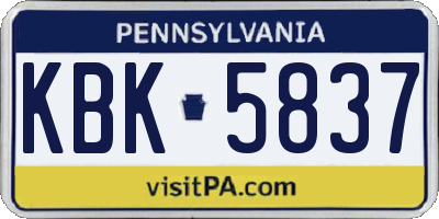 PA license plate KBK5837