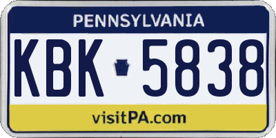 PA license plate KBK5838