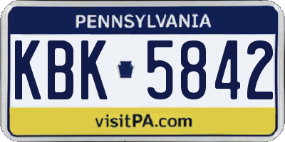 PA license plate KBK5842