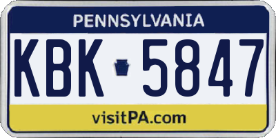 PA license plate KBK5847