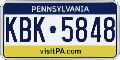 PA license plate KBK5848