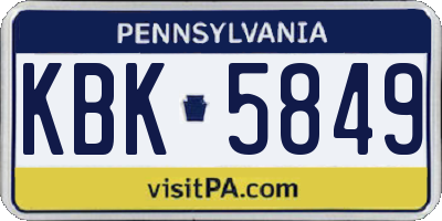 PA license plate KBK5849
