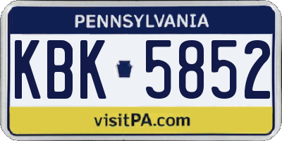 PA license plate KBK5852