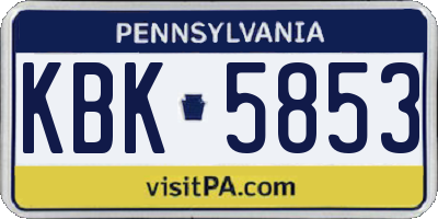 PA license plate KBK5853
