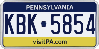 PA license plate KBK5854